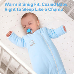 Knirose Premium Cotton Sleep Sack blue side zipper — easy diaper changes.