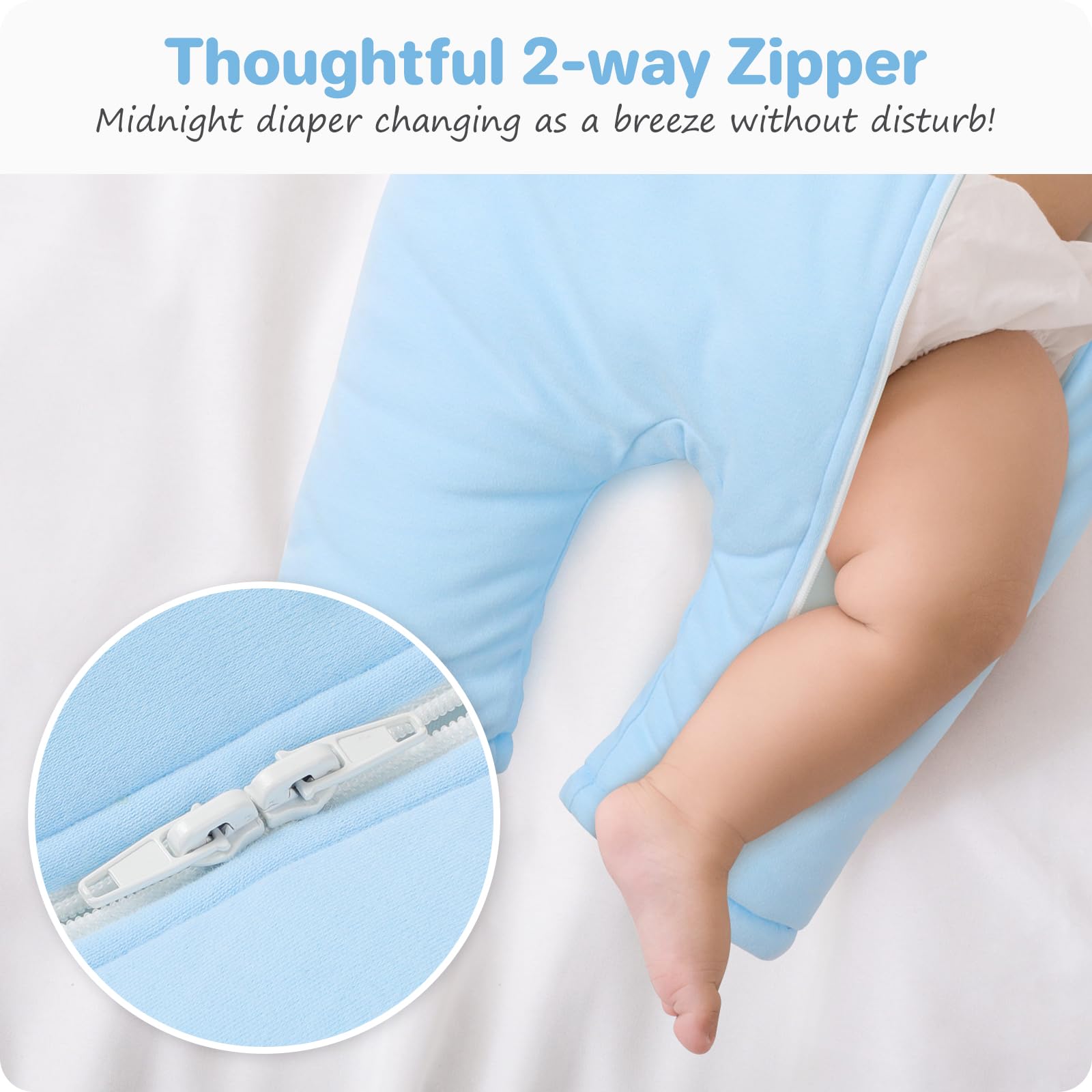 Knirose Sleep Sack blue — winter warmth without overheating.