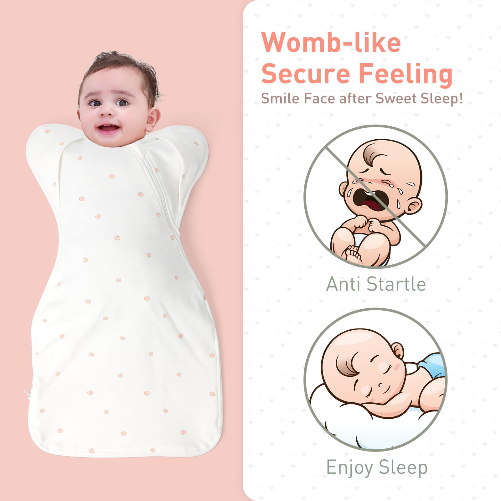 Knirose sleep sack with 2-way zipper eases night diaper changes.