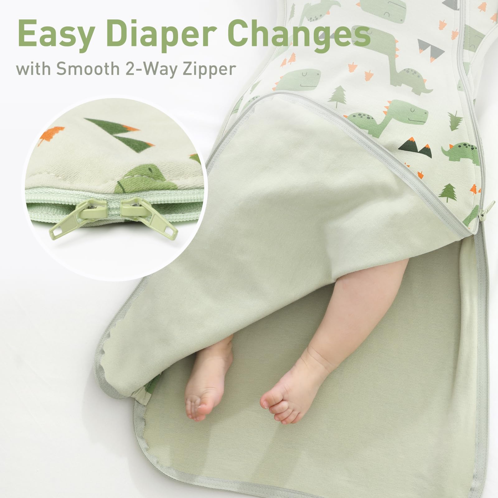 Knirose wearable sack worn by baby during sleep.