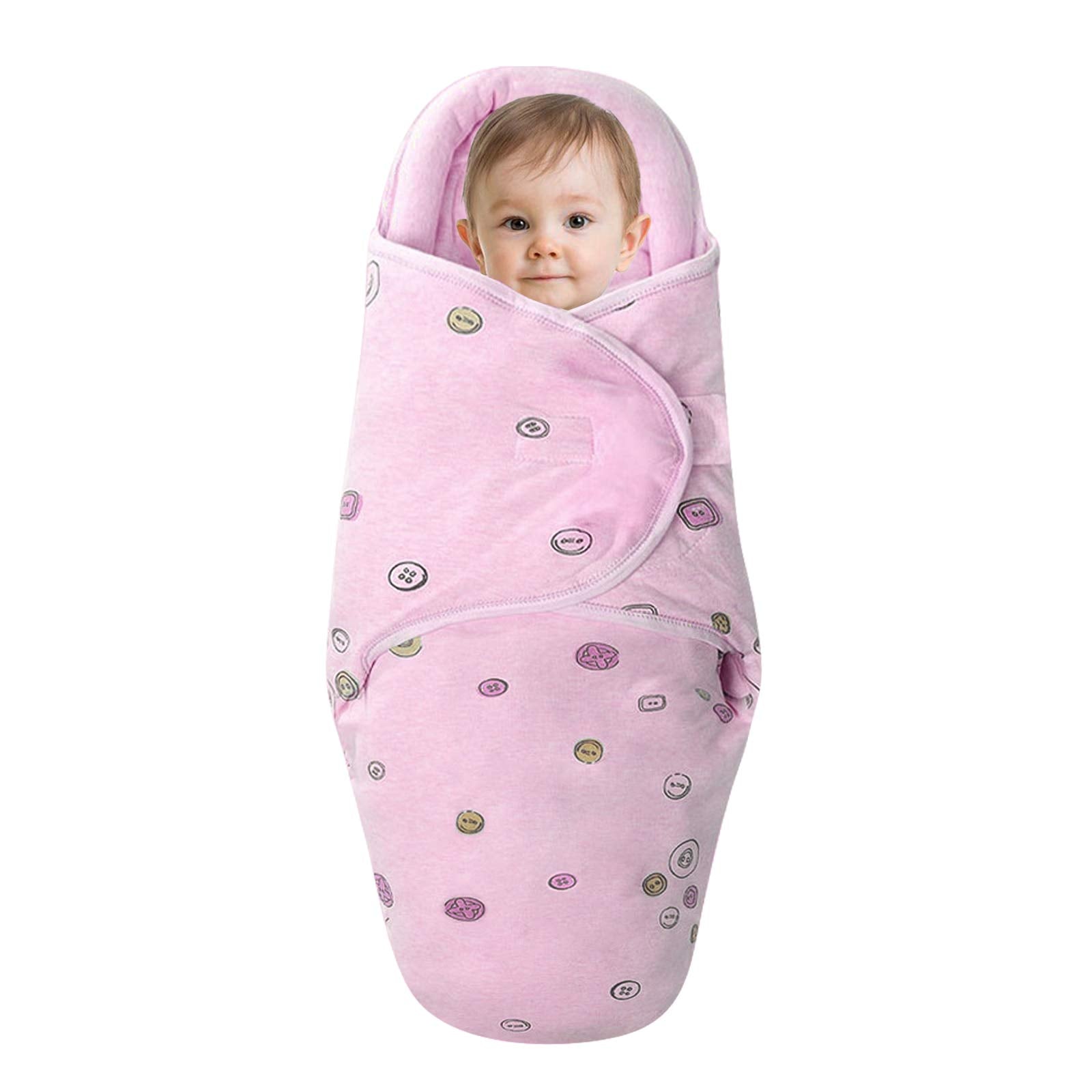 Knirose swaddle Peachpink front view—secure, cozy wrap for newborn sleep.