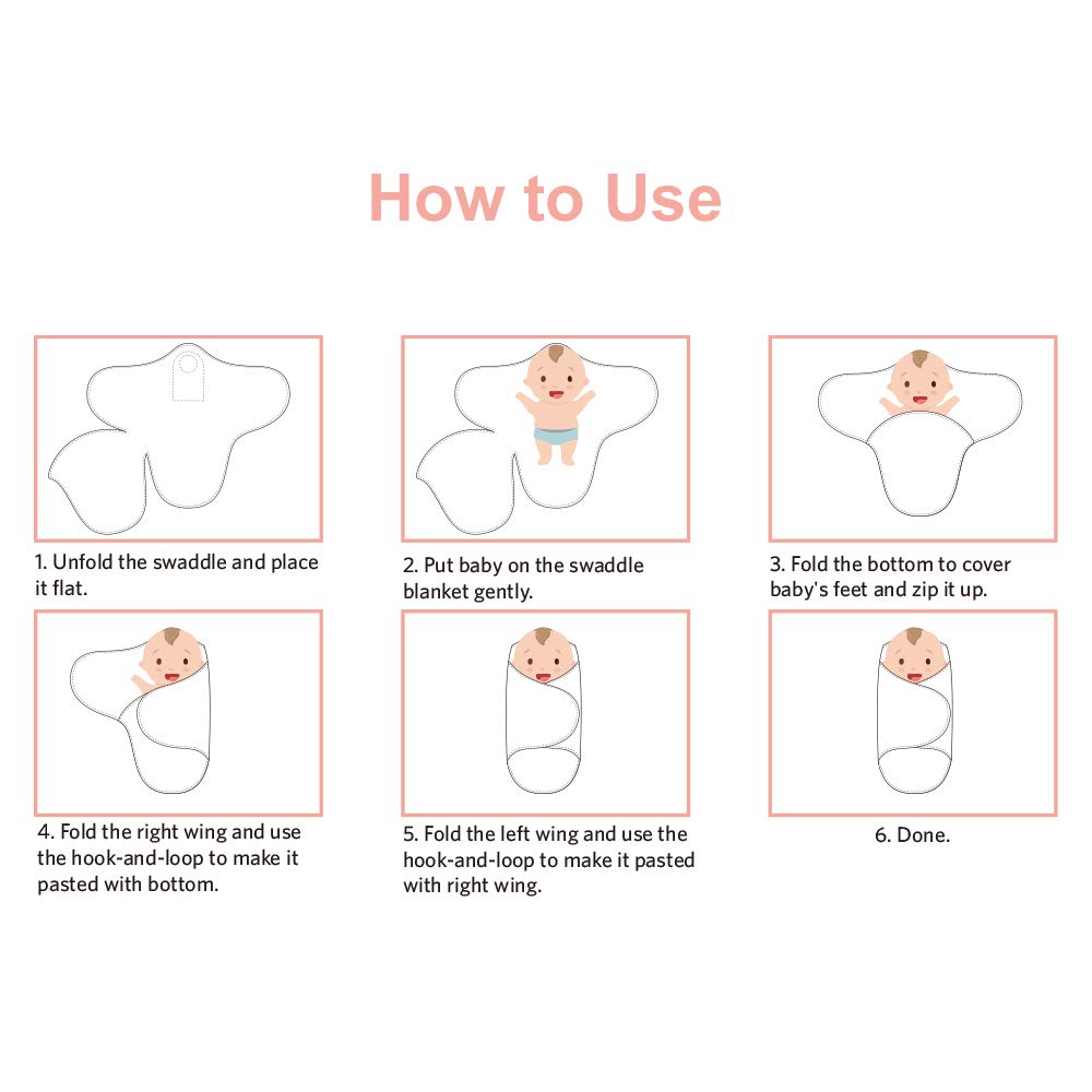 Knirose swaddle Peachpink size 3-6 months—grows with baby.