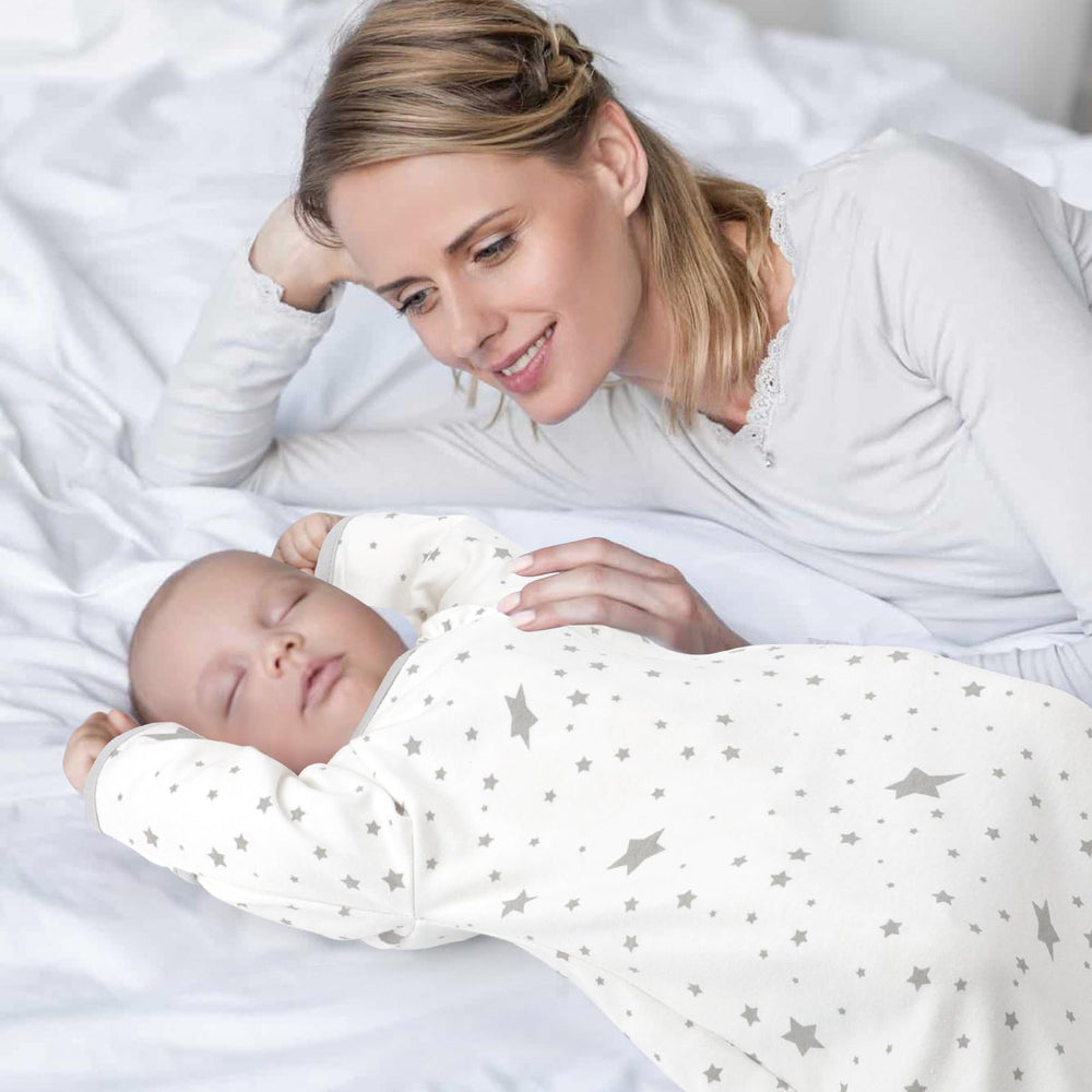 Knirose swaddle sack in a nighttime sleep setting for babies
