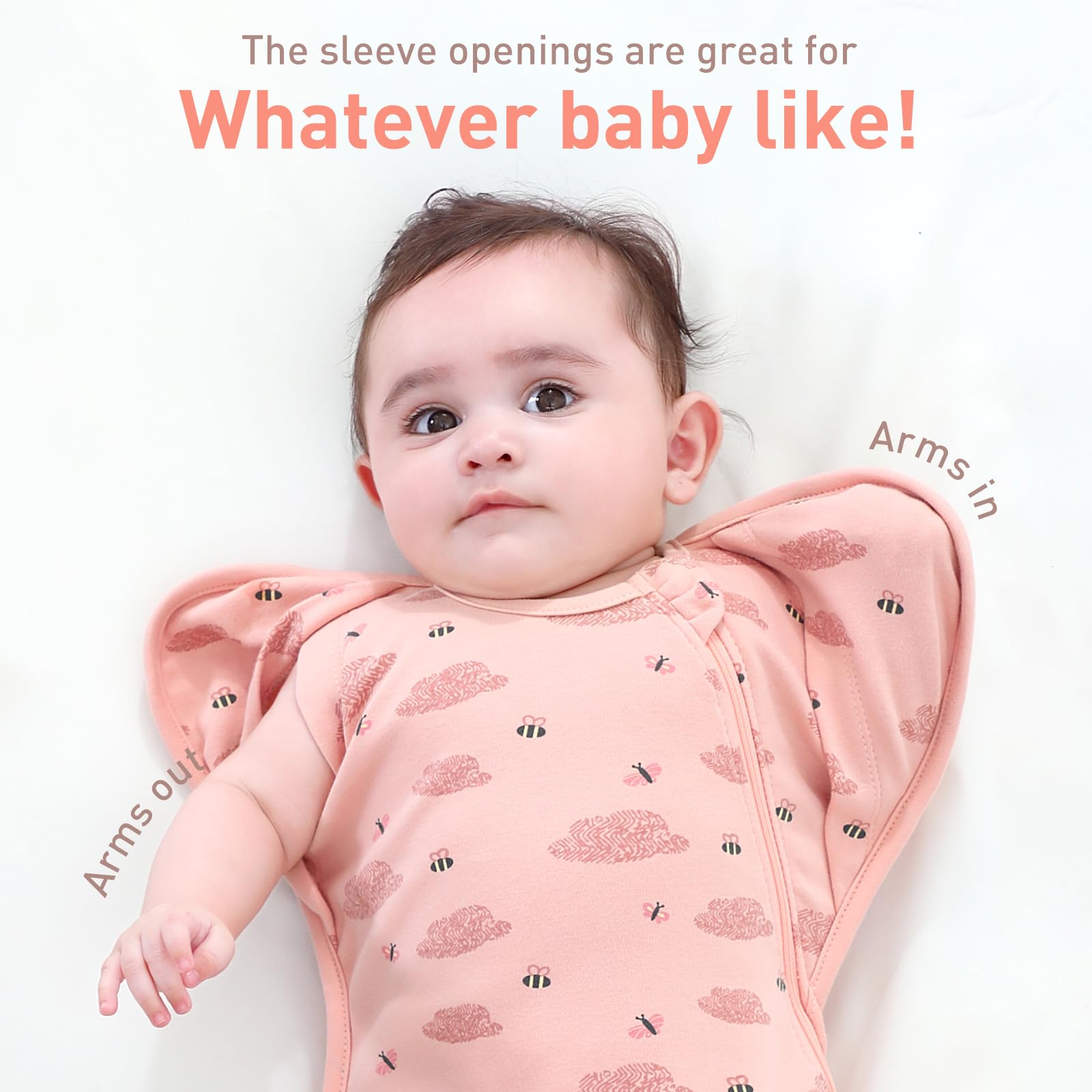 Knirose two-way zipper swaddle enables quick, discreet diaper changes at night.