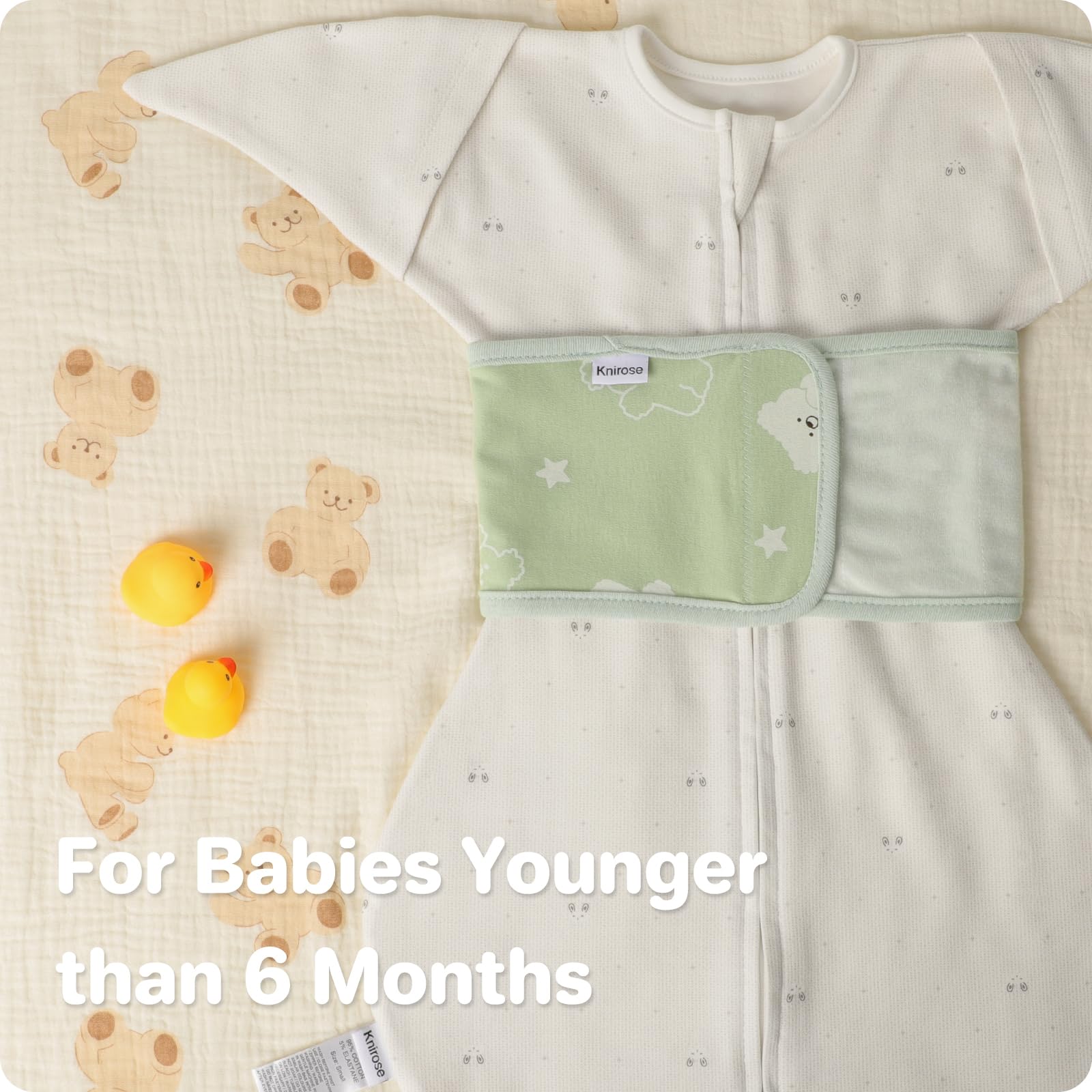 Knirose Velcro Fastener Snuggle Strap secures a snug, adjustable swaddle fit.