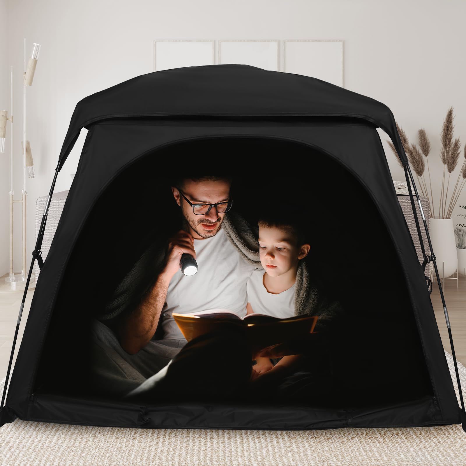 Knocloc CPC sensory tent blackout fabric close-up showing light-blocking calm for bedtime.