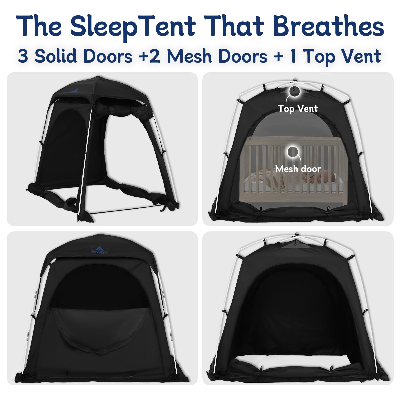 Knocloc portable crib tent for on-the-go sleep