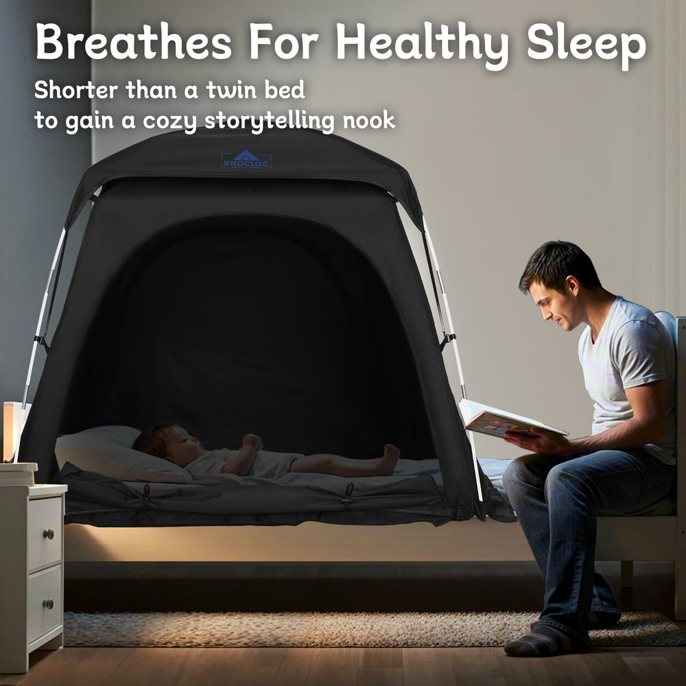KNOCLOC travel-ready foldable sleep pod; fits carry-on luggage.