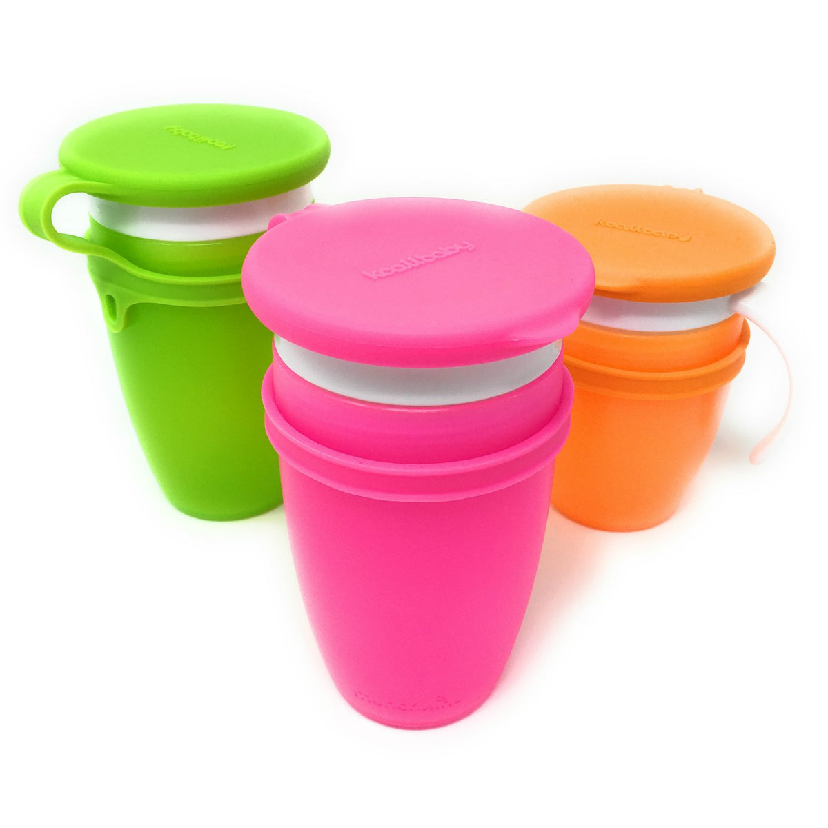 Koaii Baby lids blue Miracle 360 on cup keeps drinking edge clean and protected.