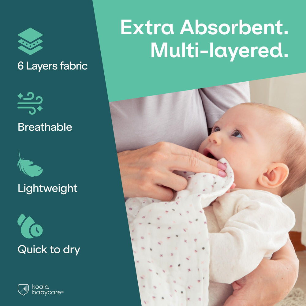 Koala Babycare absorbent-muslin-weave for fast spit-up absorption and quick drying
