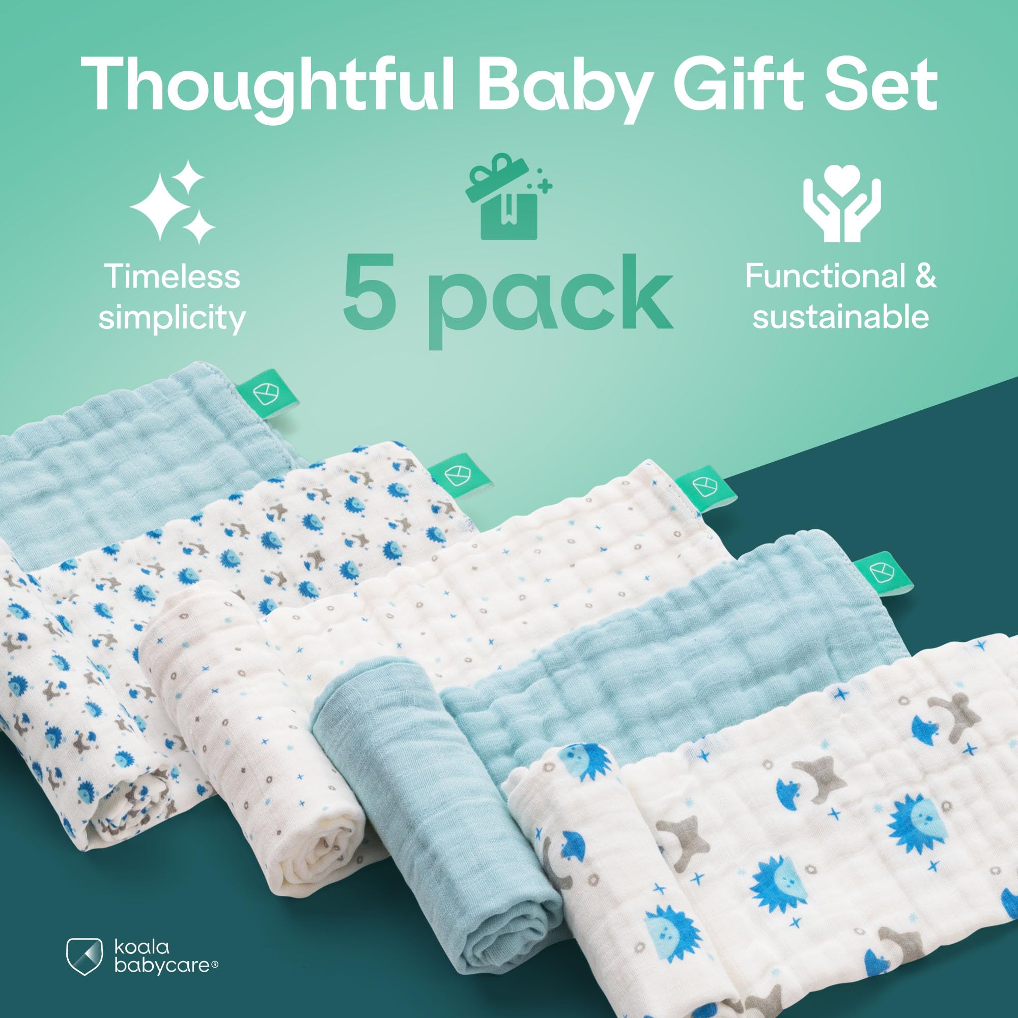 Koala Babycare neutral burp cloths are travel-ready in a compact pack.