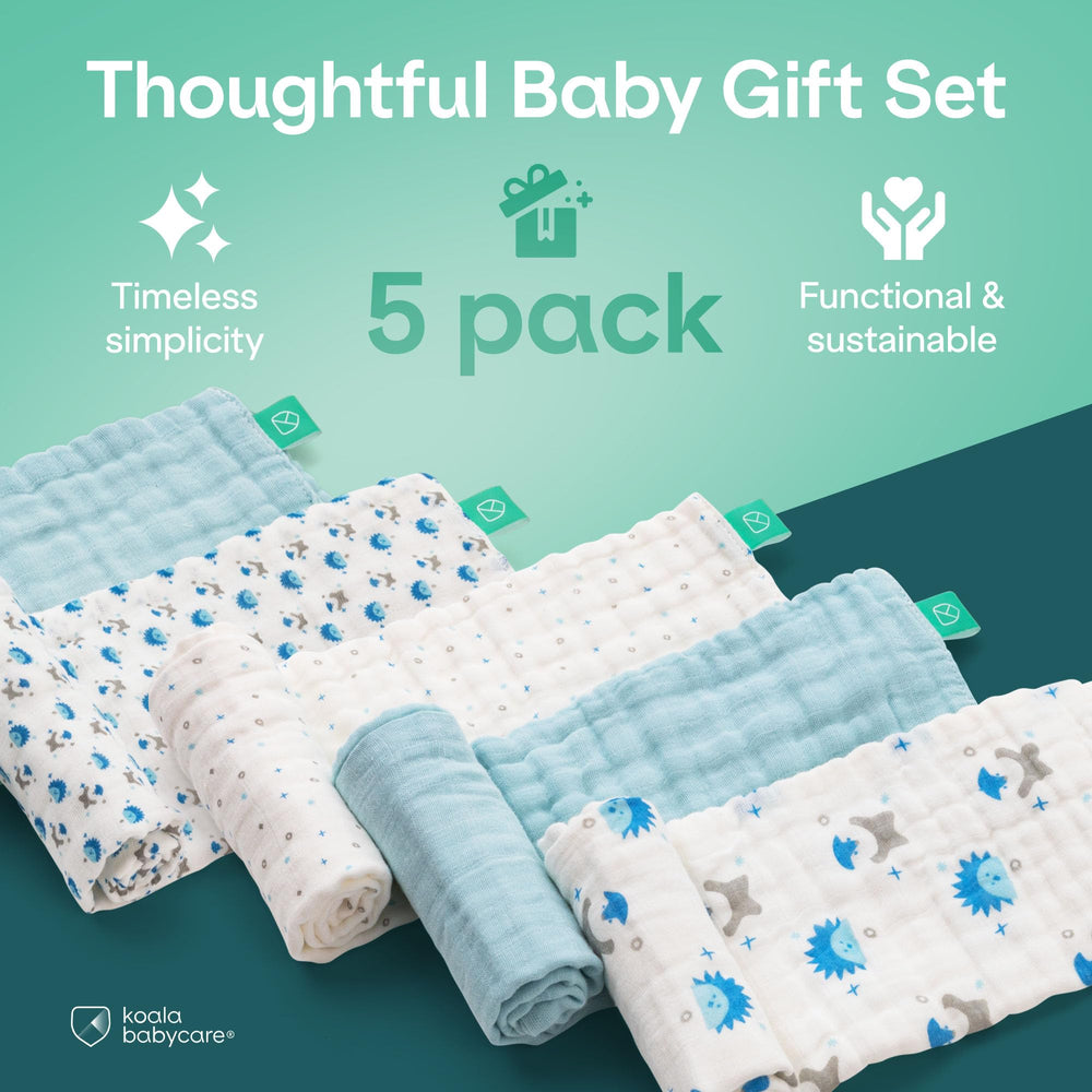 Koala Babycare neutral burp cloths are travel-ready in a compact pack.