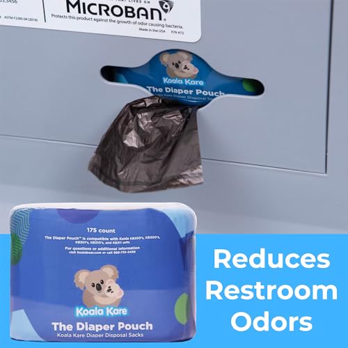 Koala Kare changing station with Diaper Pouch in use improves restroom convenience.