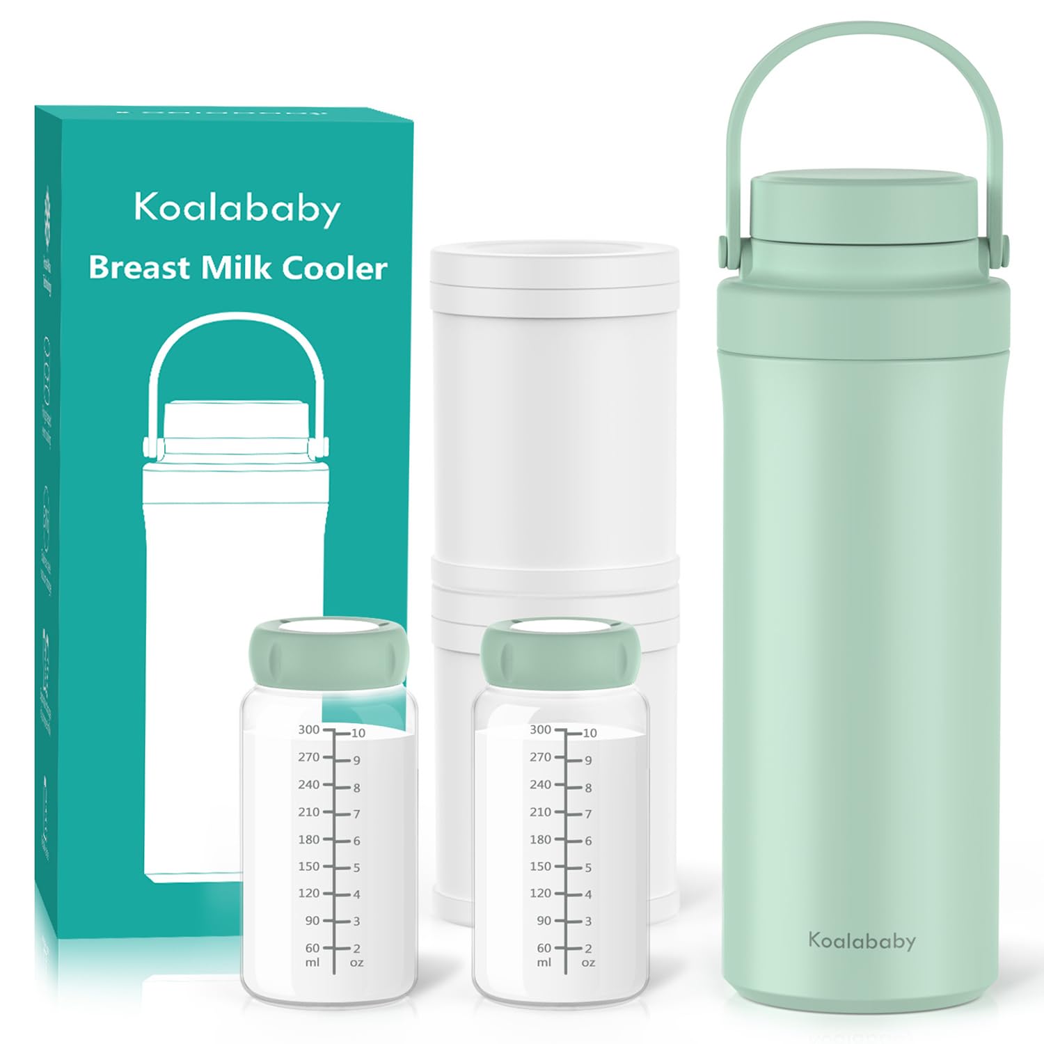 Koalababy 22oz cooler front view shows compact travel-ready design for on-the-go pumping.