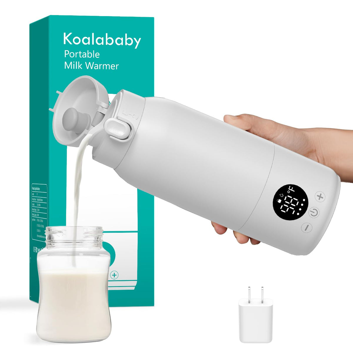 Koalababy portable bottle warmer front view, compact travel-ready design for quick feeds.