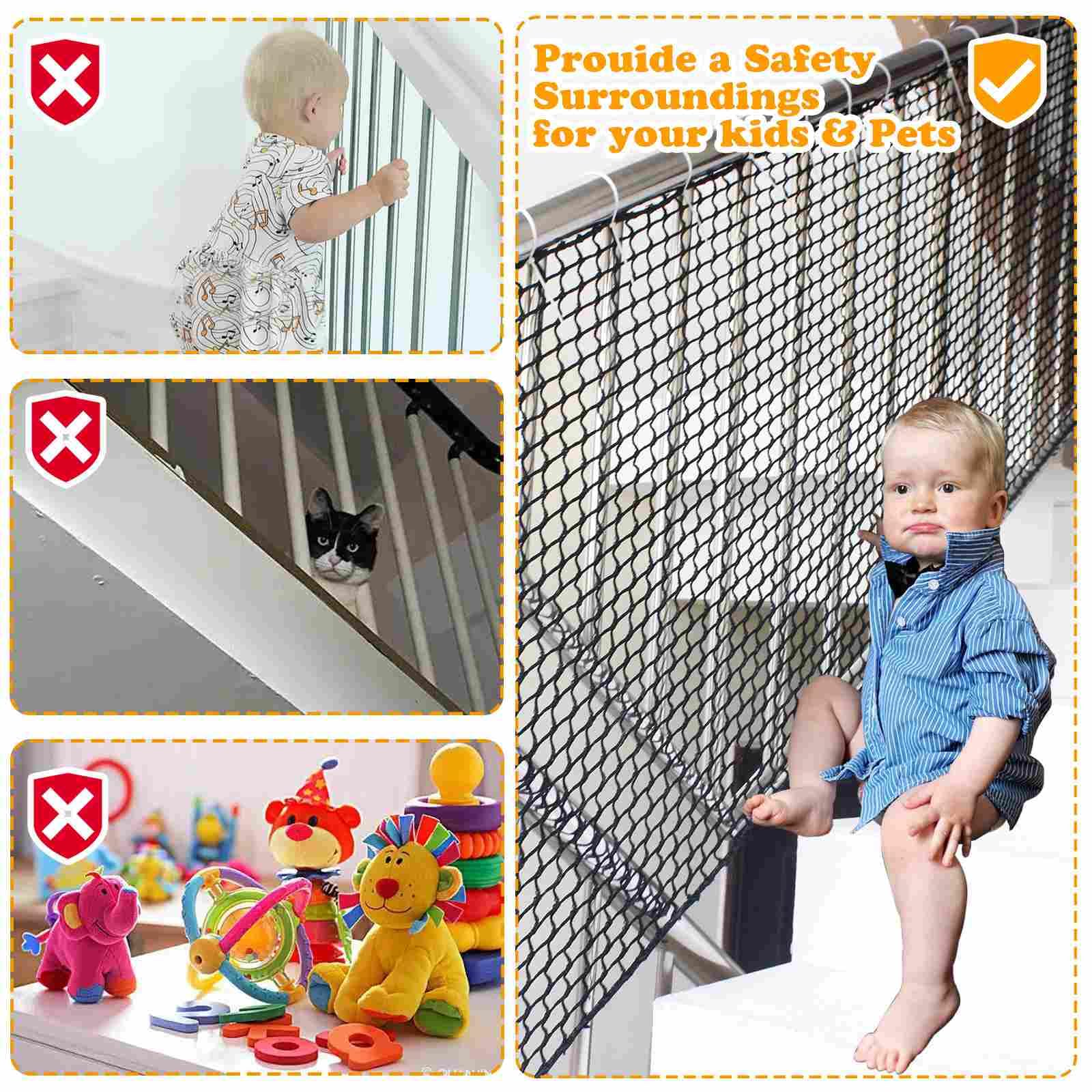 Kobadi balcony netting hole-size close-up demonstrates safe small openings for children and pets.