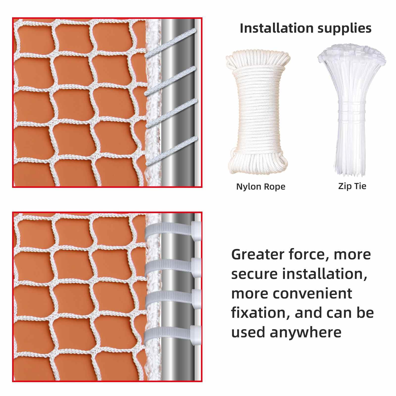 kobadi balcony netting installation strap demonstrates easy fix to frames.