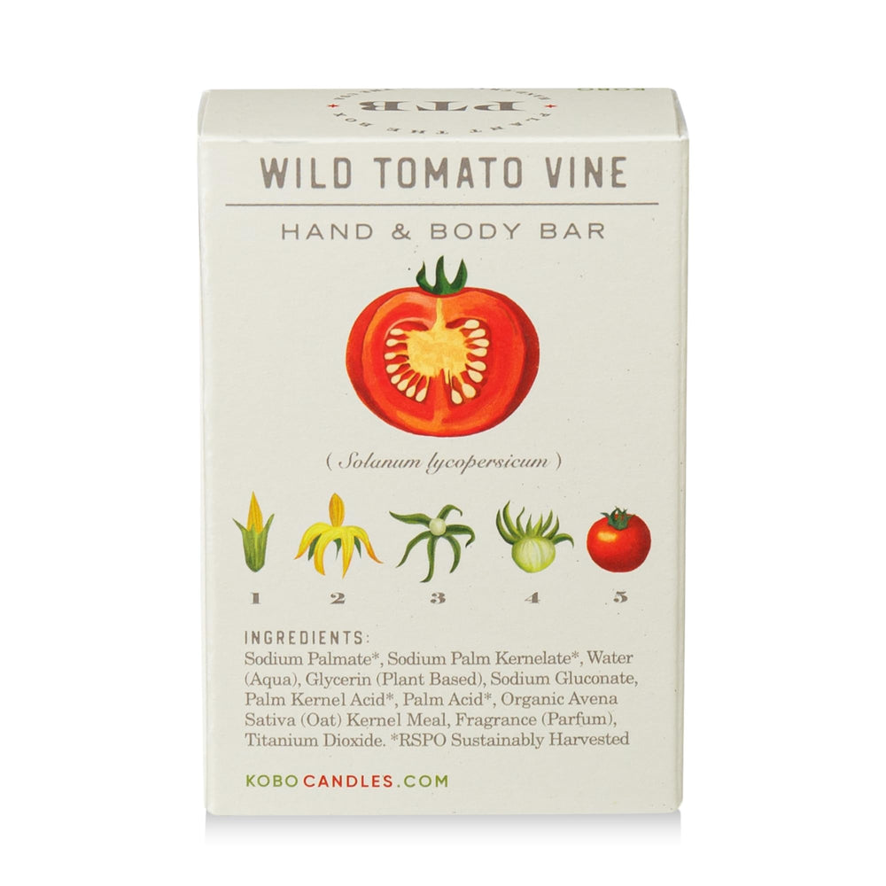 KOBO Plant the Box Wild Tomato Vine Bar Soap lather reveals a fresh tomato scent.
