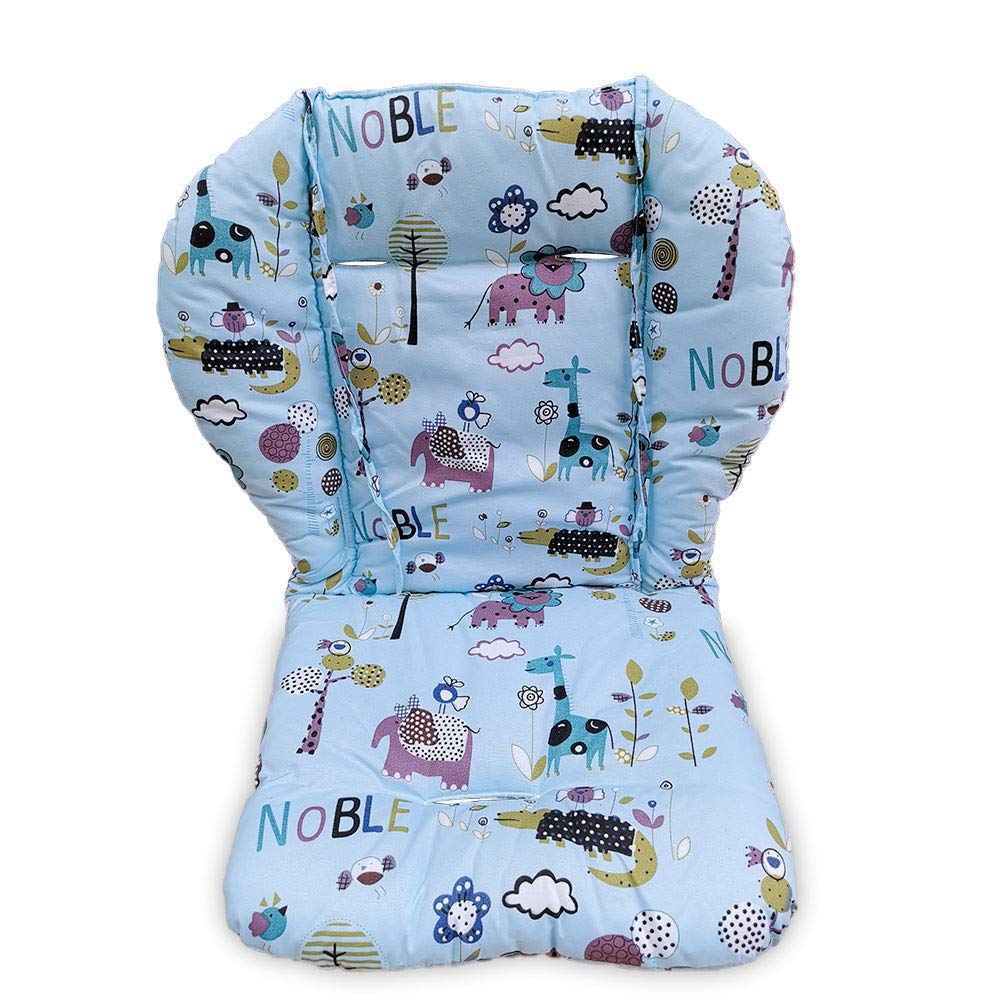 Kocpudu high chair cushion with blue jungle pattern adds comfortable seating