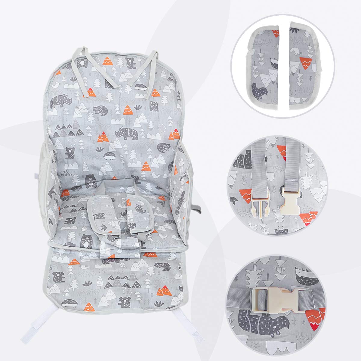Kocpudu high chair pad anti-slip straps keeps cushion securely in place.