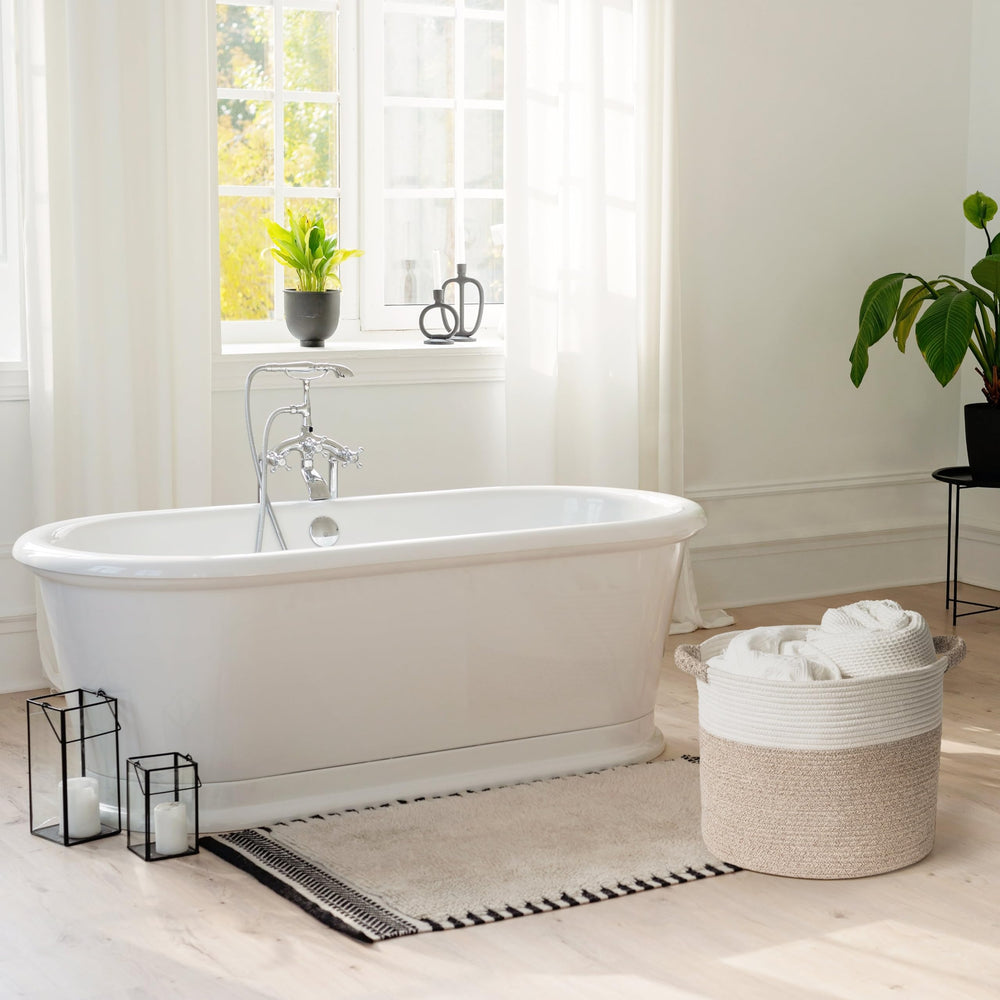 Kodomoore Blanket Basket in living room scene enhances cozy storage and décor.