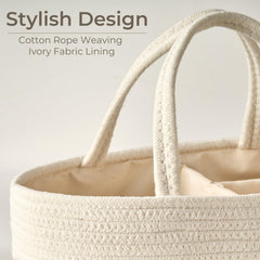 Kodomoore diaper caddy durable cotton rope blends soft texture with sturdy construction.