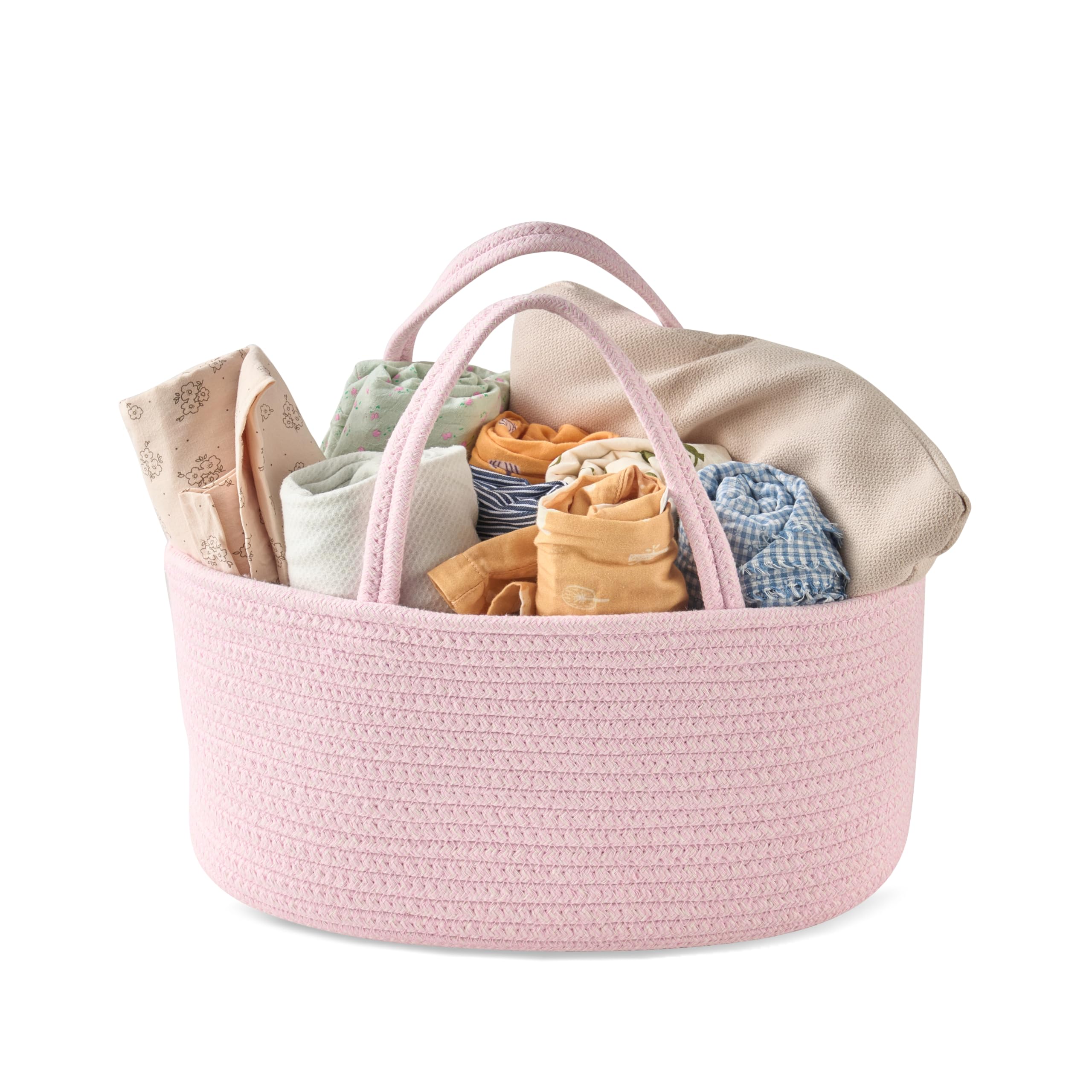Kodomoore diaper caddy pastel pink complements nursery decor