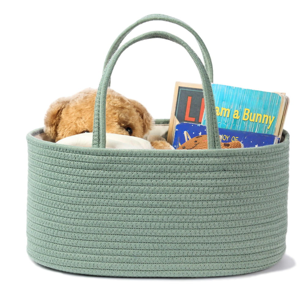 Kodomoore diaper caddy sage green full setup for easy newborn essentials access.