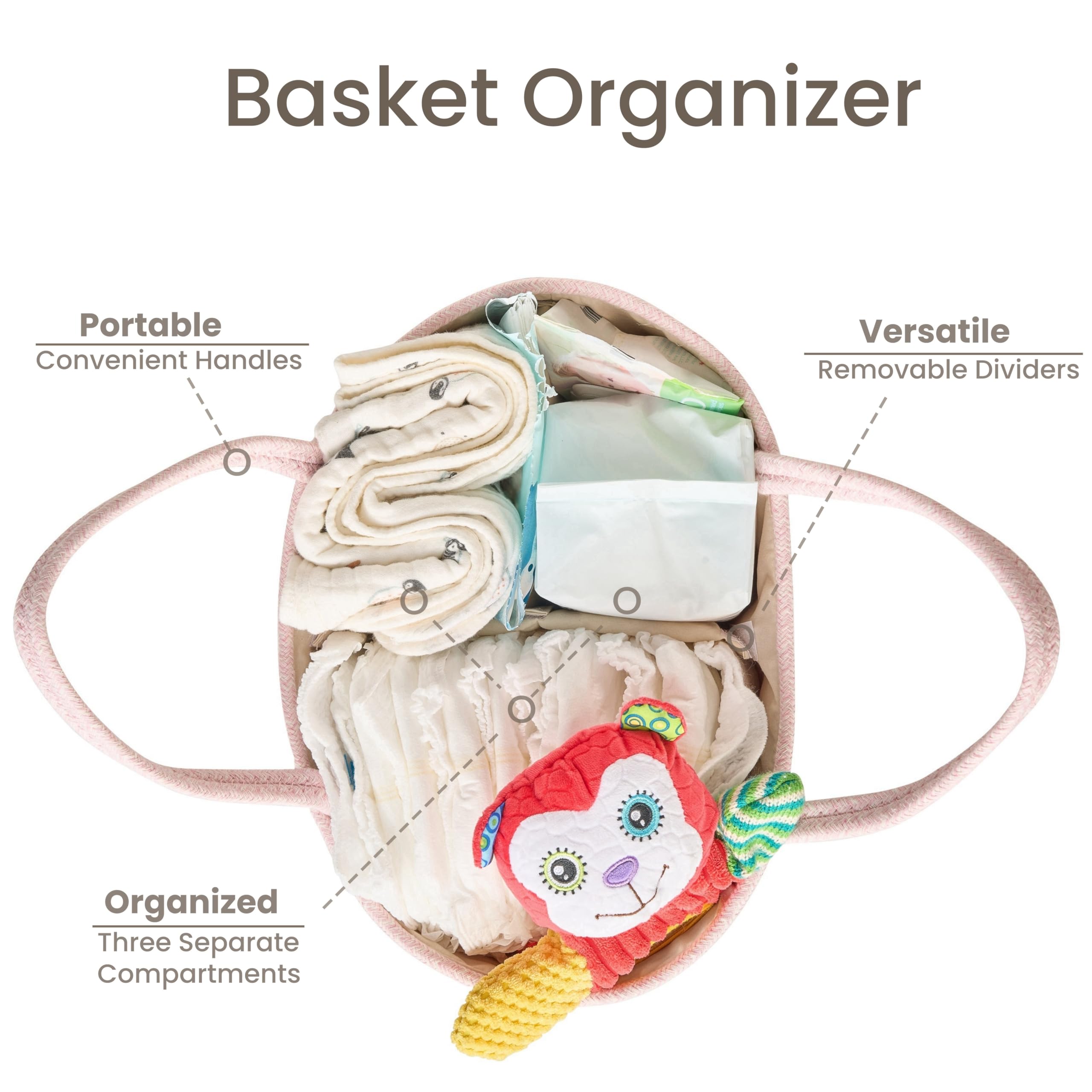 Kodomoore diaper caddy side handles enable easy transport between rooms
