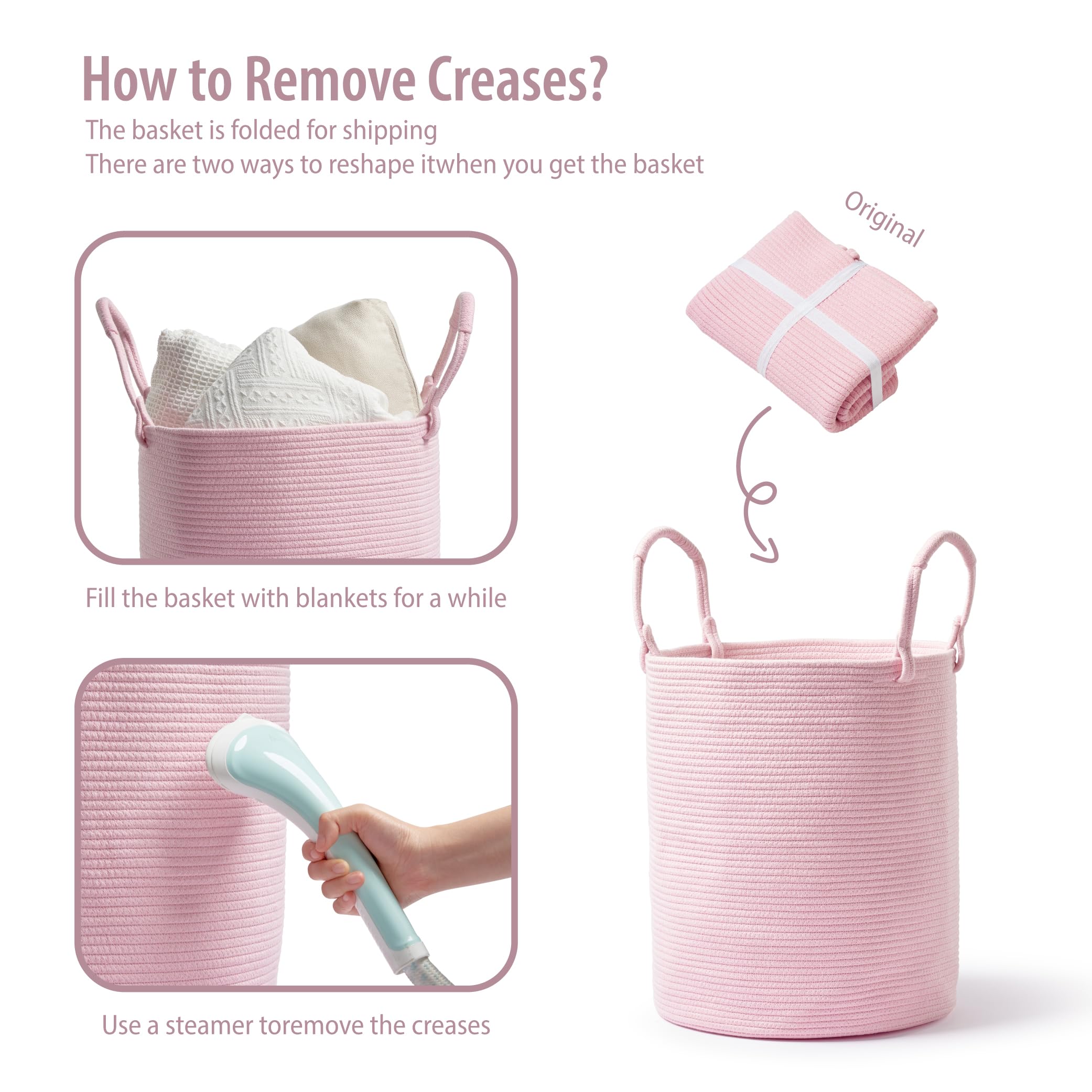 Kodomoore laundry basket with blankets demonstrates versatile storage solution.