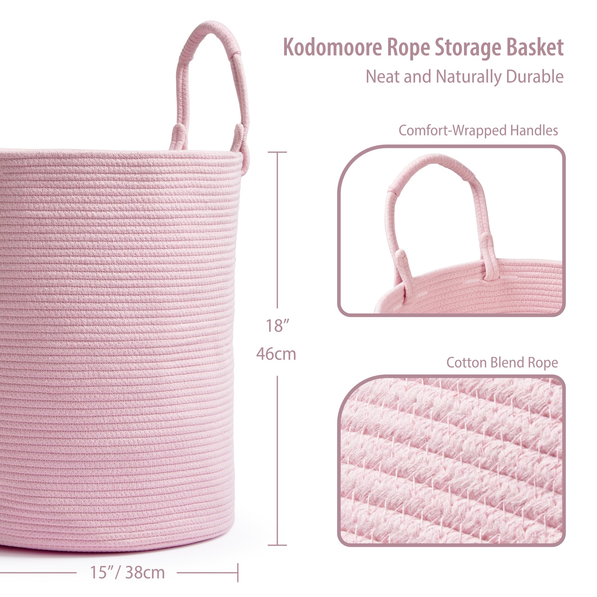 Kodomoore laundry basket with handles down shows comfortable lift and storage flexibility.