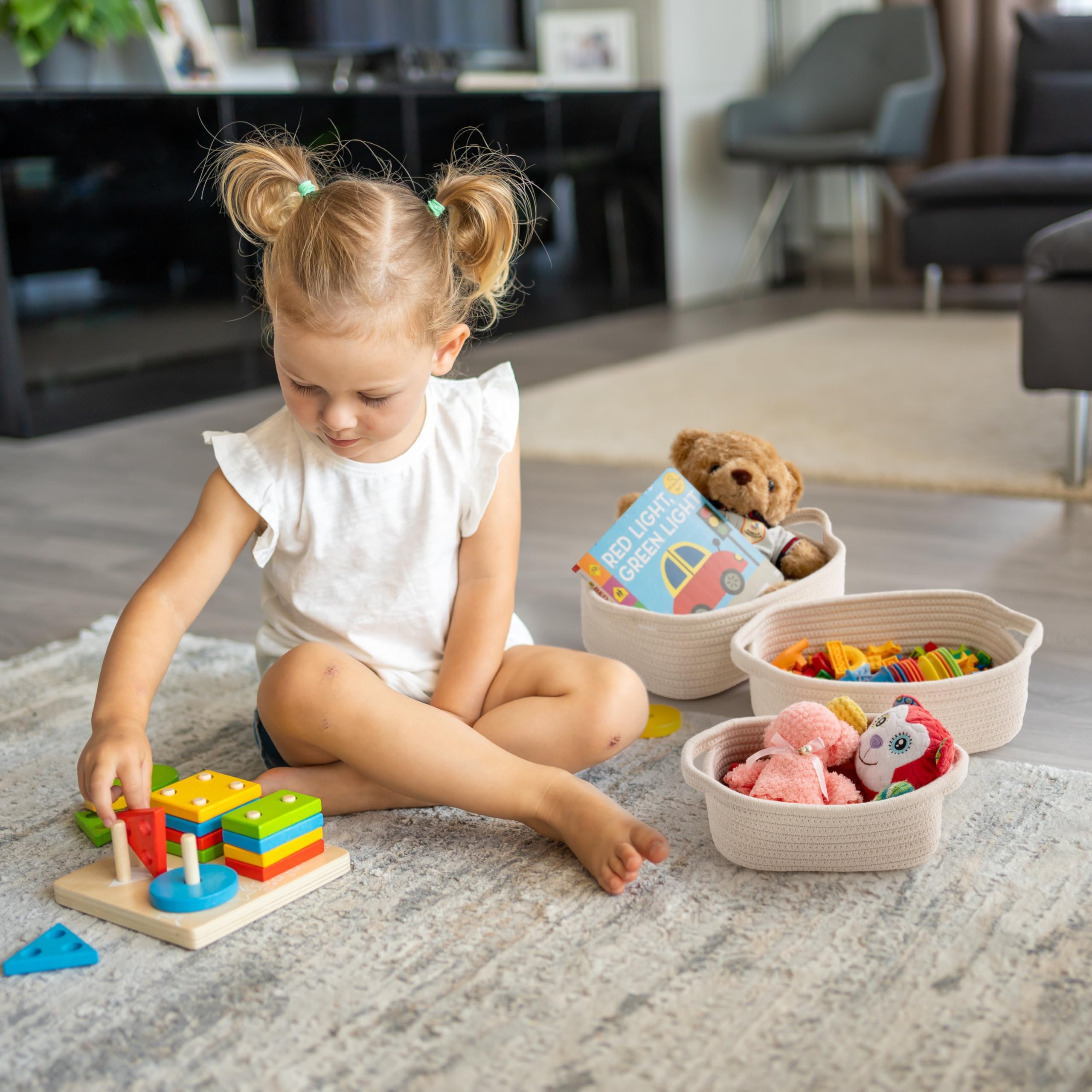 Kodomoore storage basket set toy storage keeps dog toys organized and easy to grab.