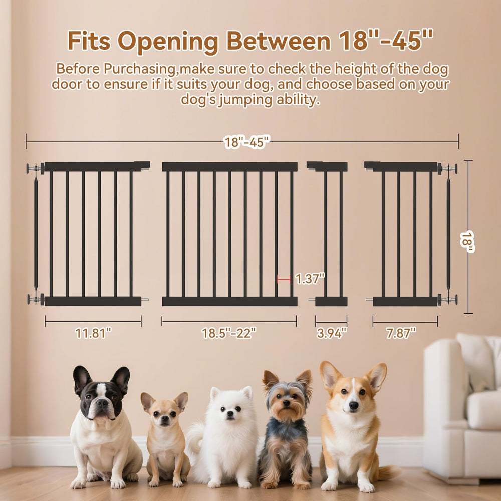 KODYRU Short Dog Gate extended to 45 inches for wide openings.