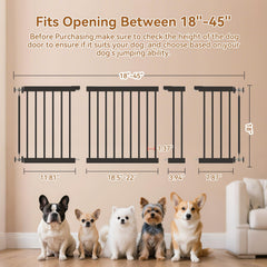 KODYRU Short Dog Gate extended to 45 inches for wide openings.
