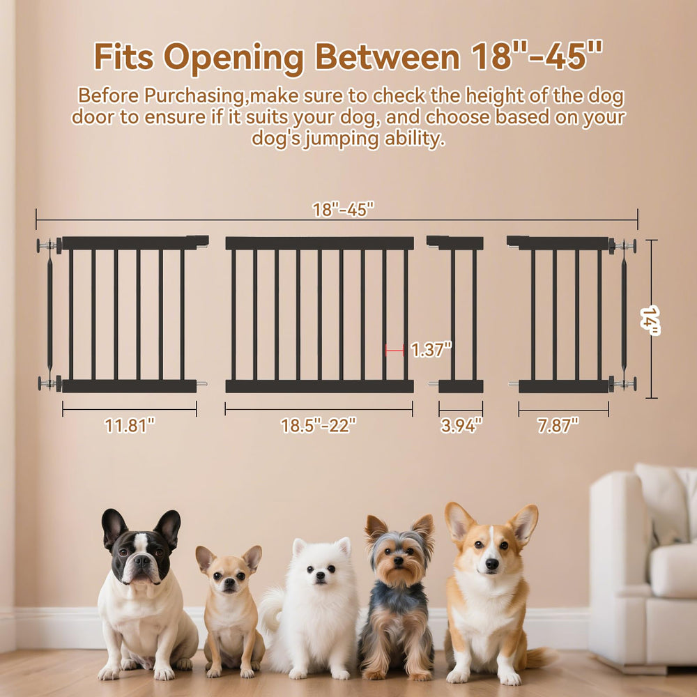 KODYRU Short Dog Gate extended to fit 18-45 inch openings.