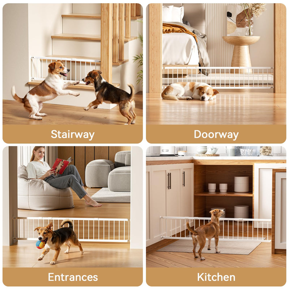 KODYRU short dog gate shows no-tools setup for quick installation.