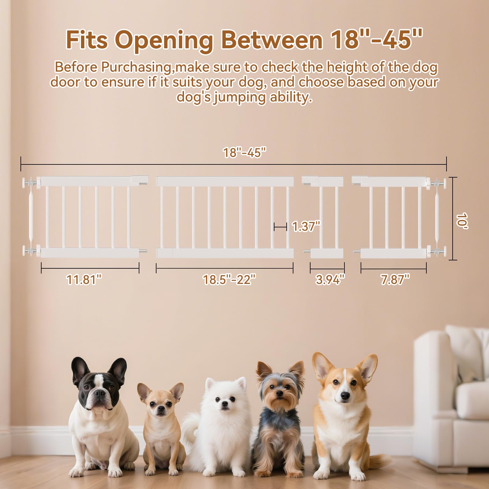 KODYRU short dog gate demonstrates easy 10-inch step-over height for adults.