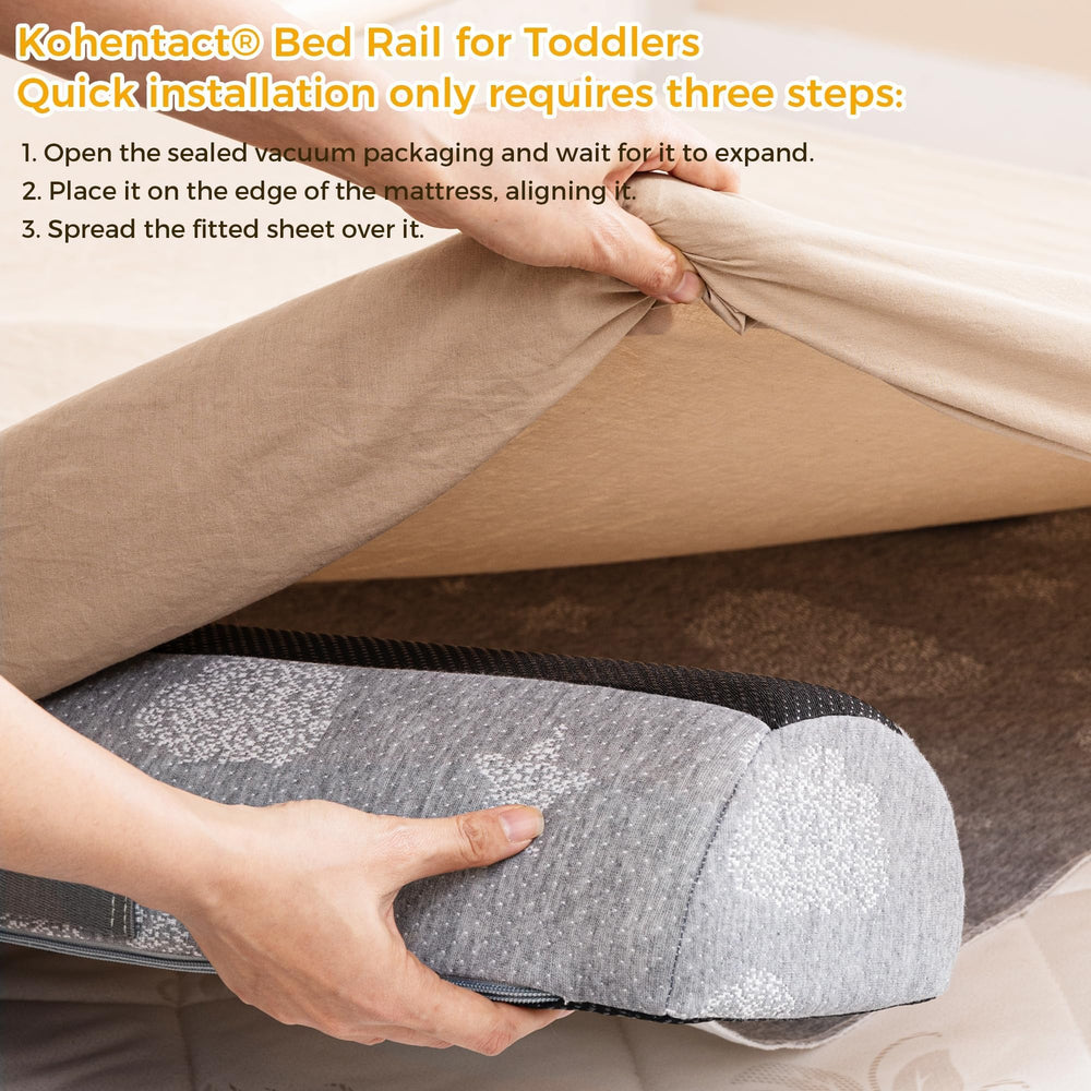 Kohentact bed rail bumpers on bed edge demonstrate edge protection for safe transitions