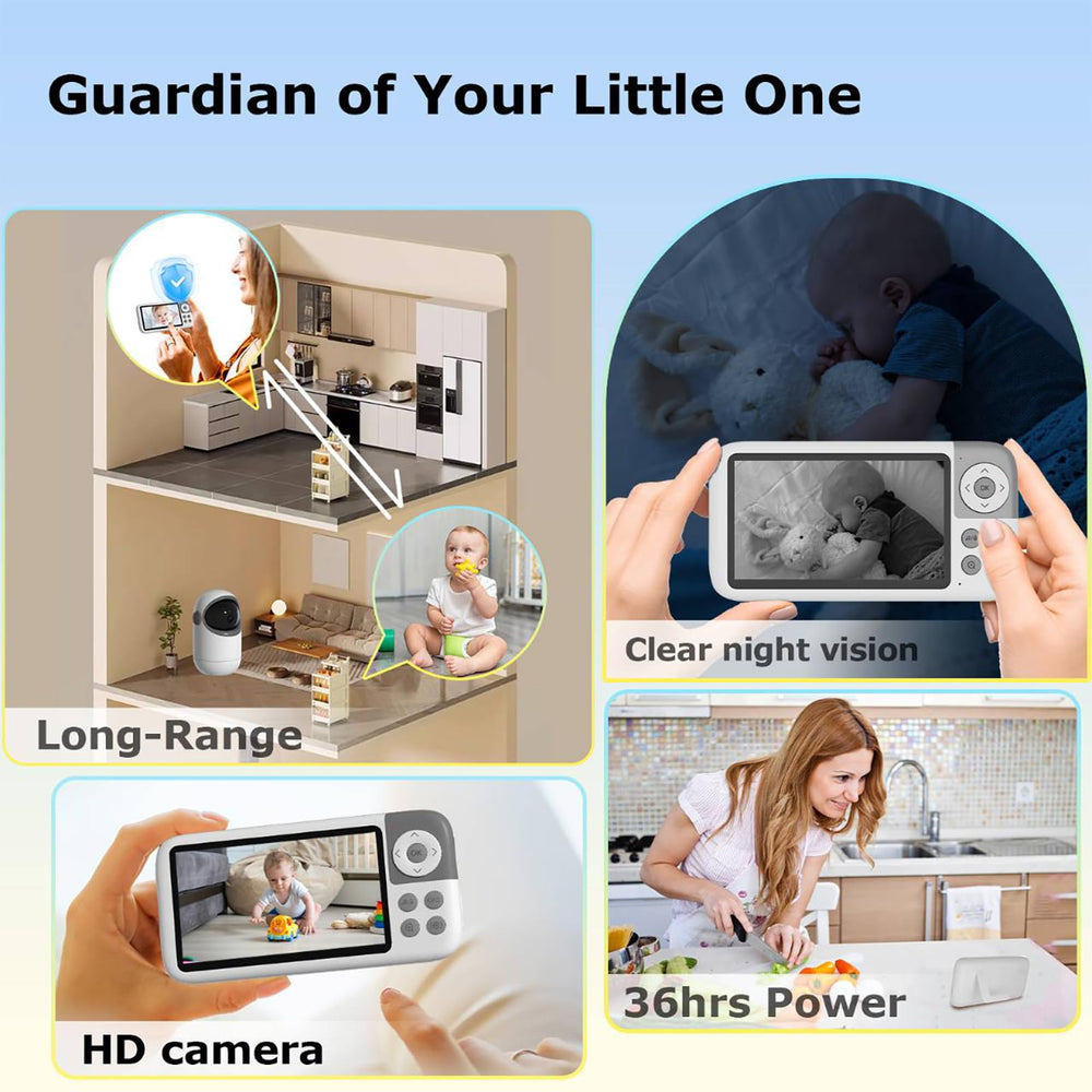 kokit 5'' hd display provides crystal-clear baby viewing in any nursery.