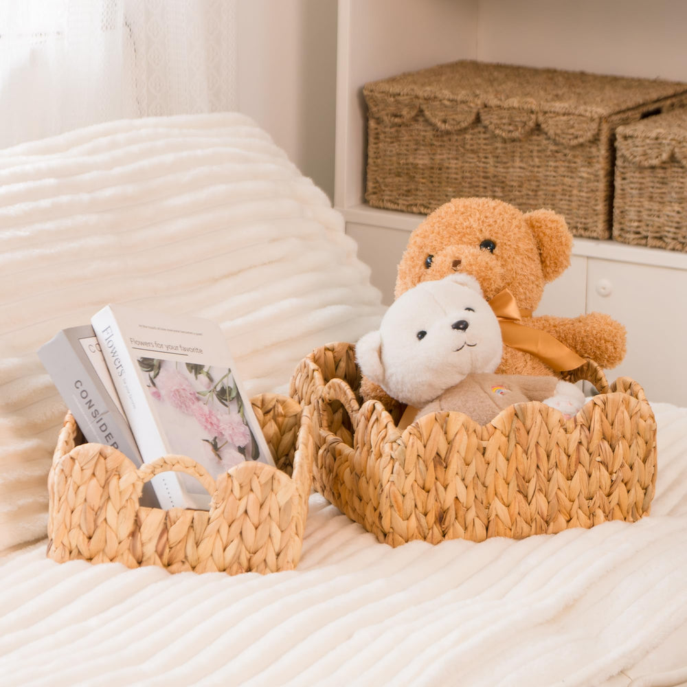 KOKODO nursery basket improves organization for baby items while soft scalloped edges add charm