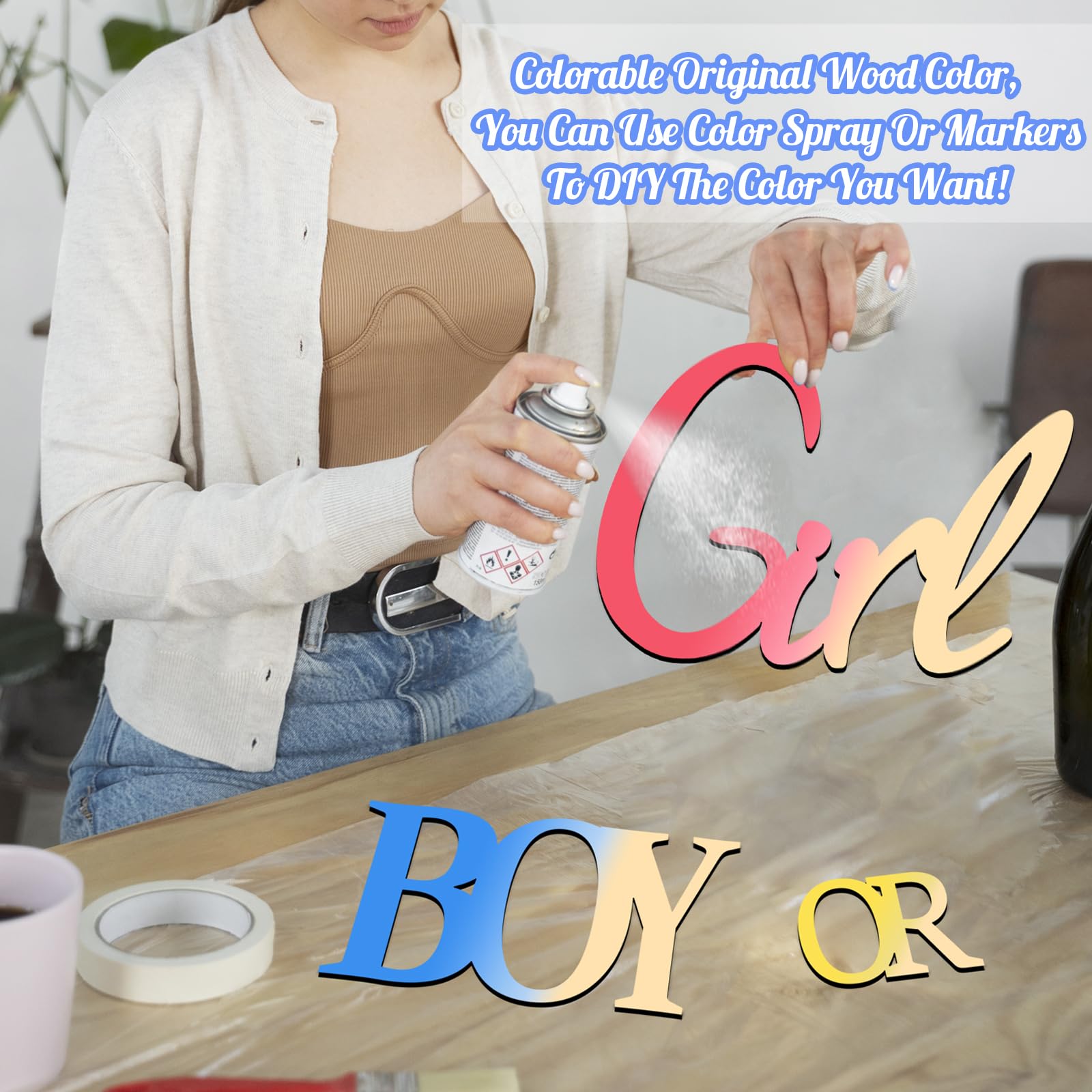 Kokolap gender reveal sign backdrop with adhesive back, quick setup on walls or balloon arches.