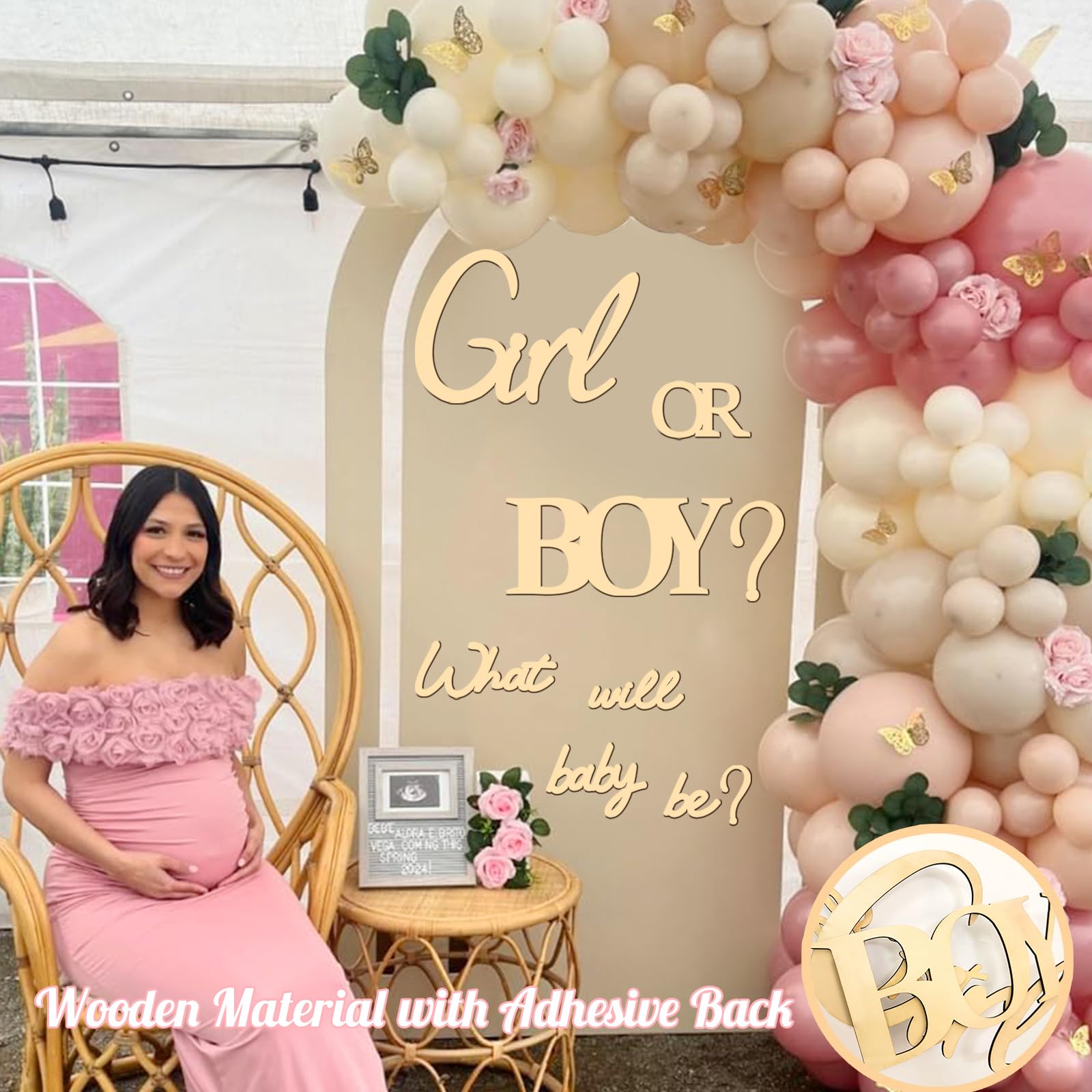 Kokolap large wooden girl sign decoration for gender reveal backdrops, adds wall accents to photos and memories.