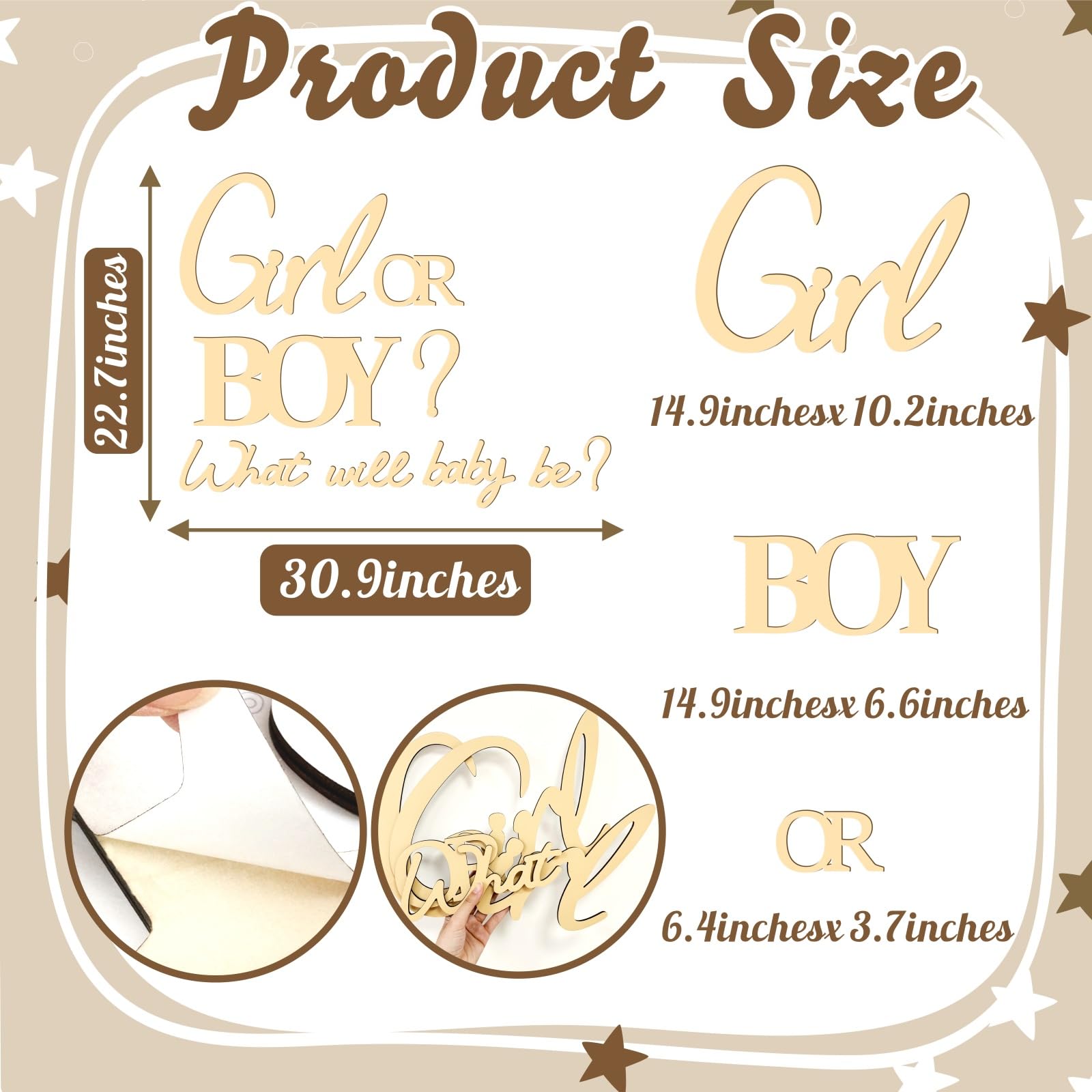 Kokolap wooden sign photo prop for gender reveal photos and shares.