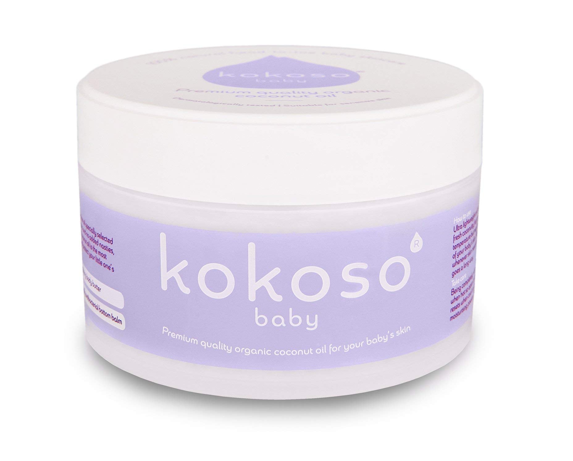Kokoso Baby Organic Coconut Oil bottle for gentle baby skincare and massage.