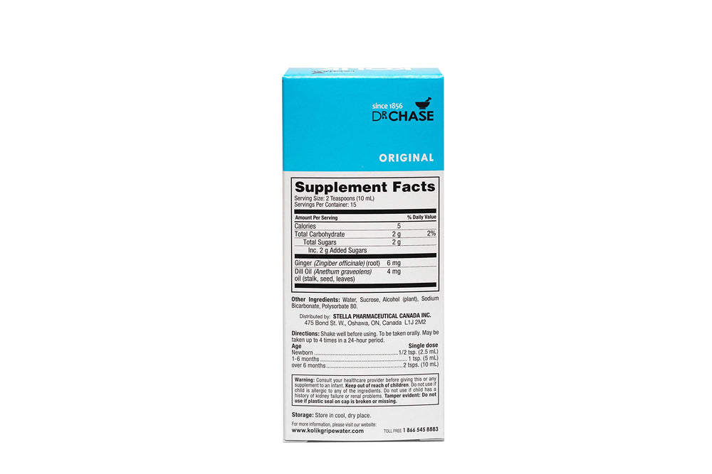 Dr. Chase Kolik Gripe Water ingredients highlight digestive comfort