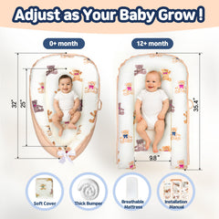 Kombi Baby Lounger ivory showing 1.6-inch base providing gentle support.