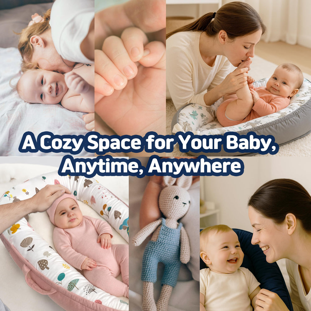 Kombi baby lounger blue waterproof lining aids quick cleanup and mess resistance.