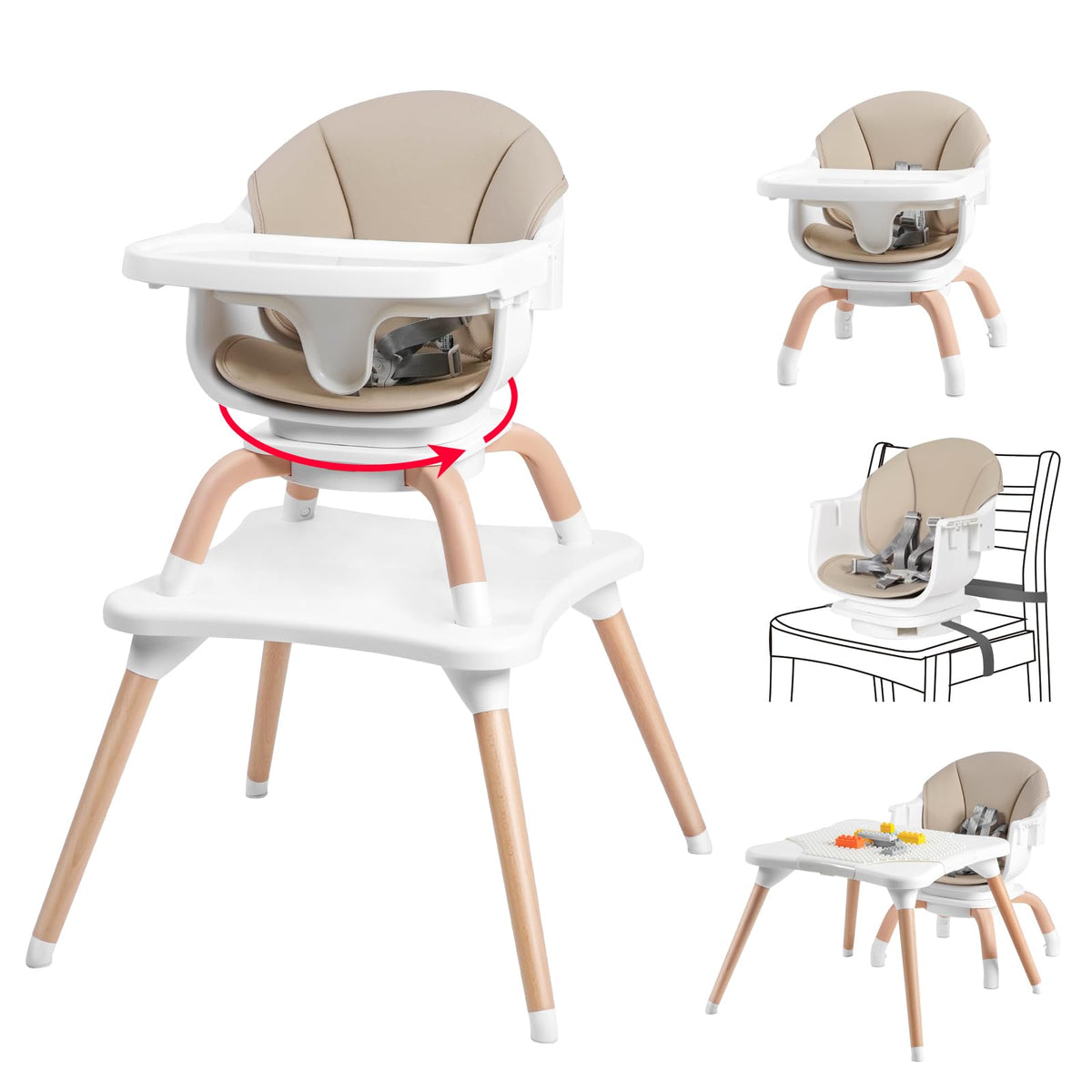 Komcot baby high chair 7-in-1 conversion in action supports growing meals