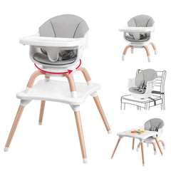 Komcot baby high chair 7in1 convertible setup for feeding and play.