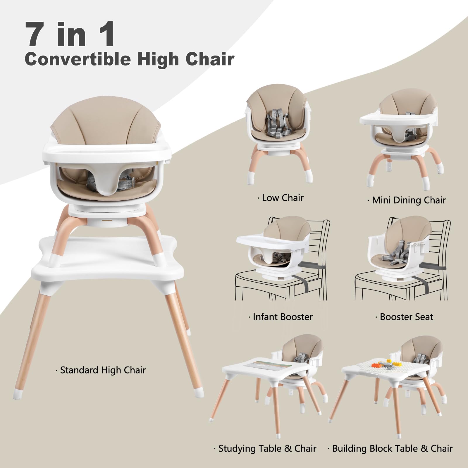 Komcot baby high chair tray-position offers adjustable feeding and play setup